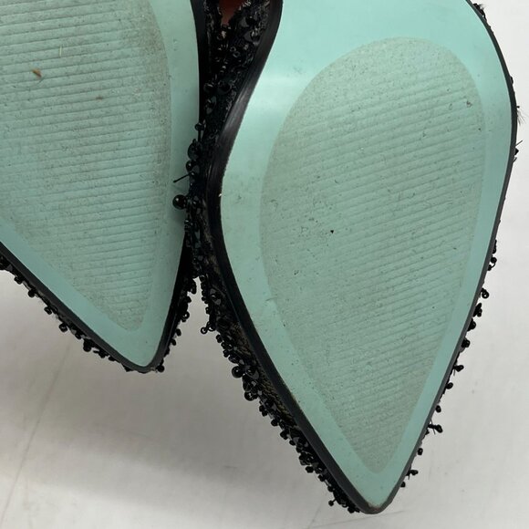 Betsy Johnson Womens Eliza Sequined D-orsay Pumps 6.5M Black T-Strap Pointed Toe - Picture 15 of 15